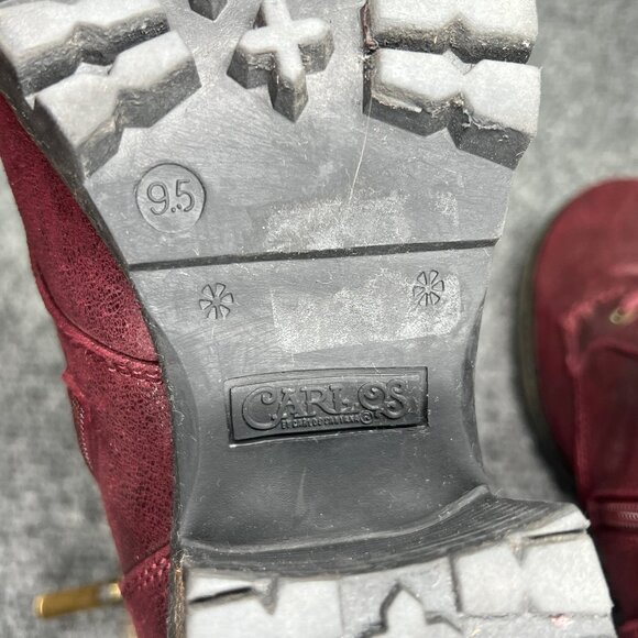 Carlos Santana Gibson Ankle Boots Women's 9.5 Maroon Lace Up Block Heel Booties - Picture 12 of 12